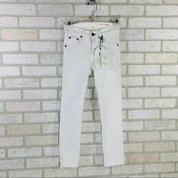 Rag & bone NWT Blanc Skinny Jeans with Raw Hem Size 24 - Picture 2 of 11